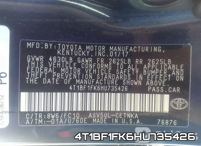 4T1BF1FK6HU735426 фото 10