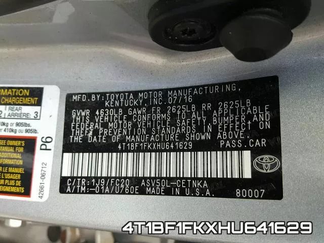 4T1BF1FKXHU641629 фото 2