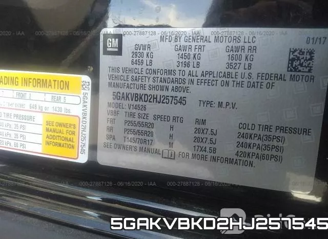 5GAKVBKD2HJ257545 фото 10