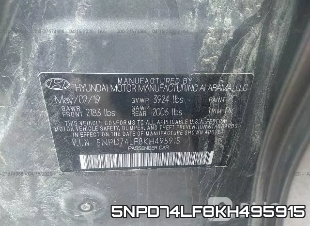5NPD74LF8KH495915 фото 10