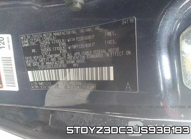 5TDYZ3DC3JS938183 фото 10