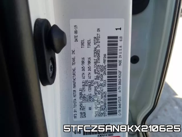5TFCZ5AN8KX210625 фото 2