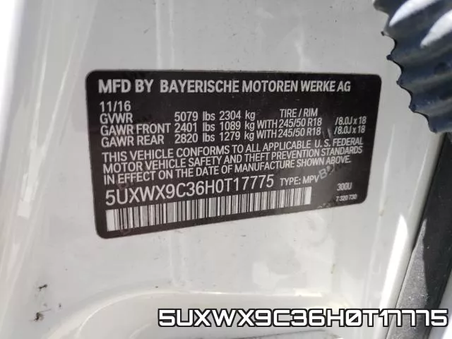 5UXWX9C36H0T17775 фото 2
