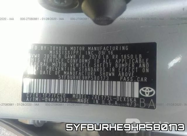 5YFBURHE9HP580173 фото 10