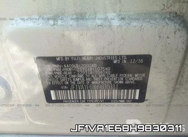 JF1VA1E68H9830311 фото 10