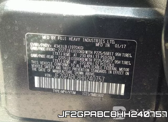 JF2GPABC8HH240757 фото 10