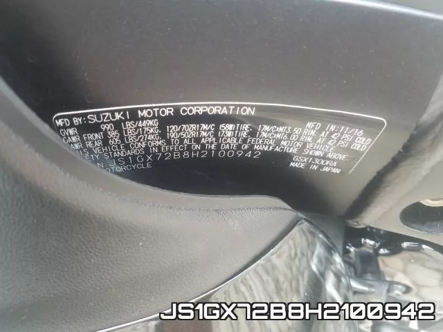 JS1GX72B8H2100942 фото 2