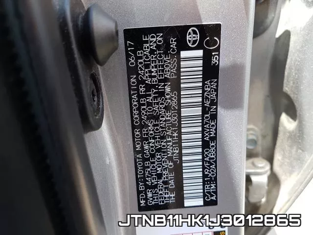 JTNB11HK1J3012865 фото 2