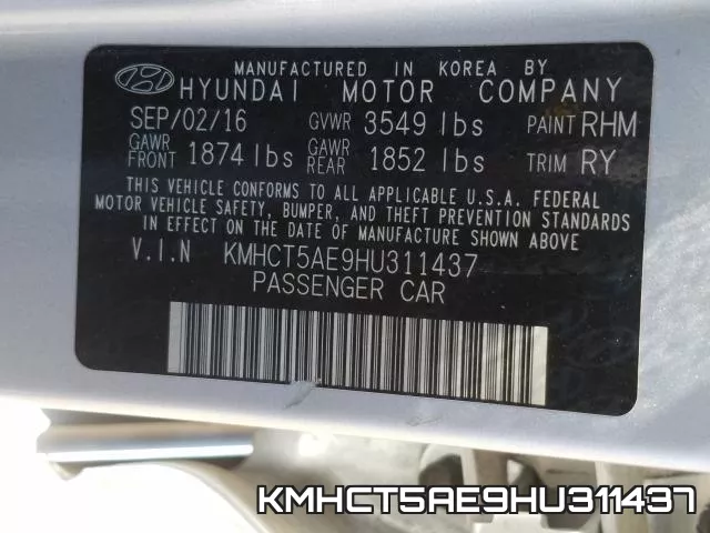 KMHCT5AE9HU311437 фото 2
