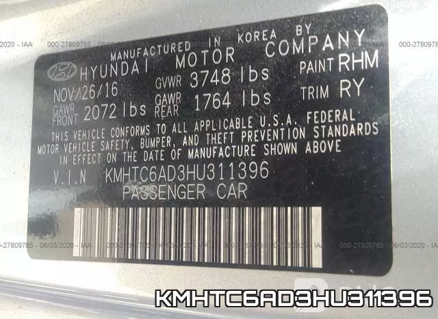 KMHTC6AD3HU311396 фото 10