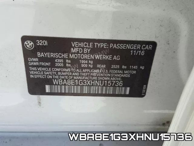 WBA8E1G3XHNU15736 фото 2