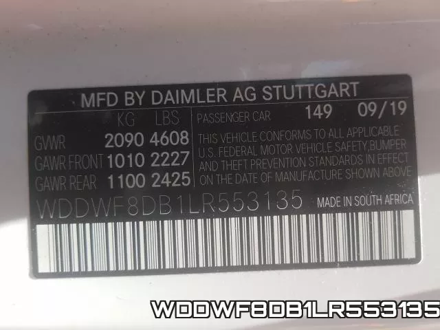 WDDWF8DB1LR553135 фото 2