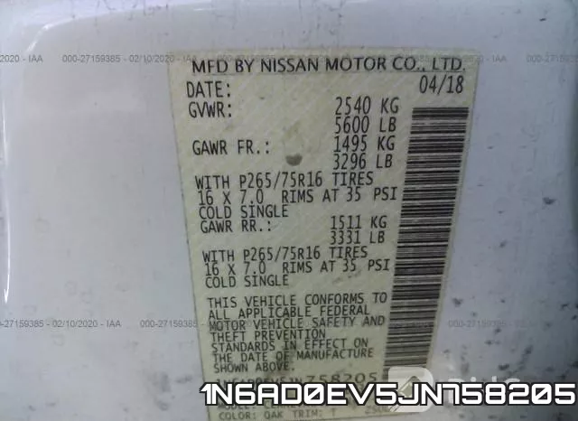 1N6AD0EV5JN758205 фото 10