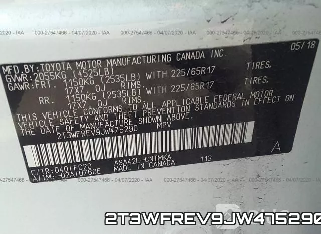 2T3WFREV9JW475290 фото 10