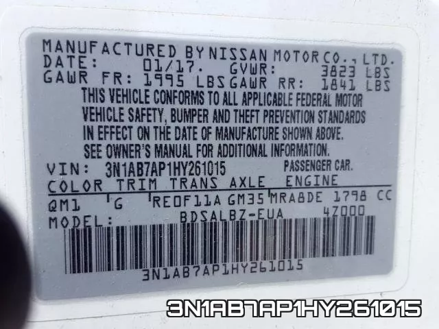 3N1AB7AP1HY261015 фото 2