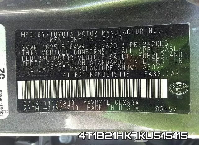 4T1B21HK7KU515115 фото 10