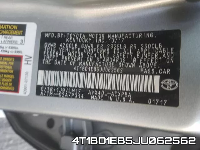 4T1BD1EB5JU062562 фото 2