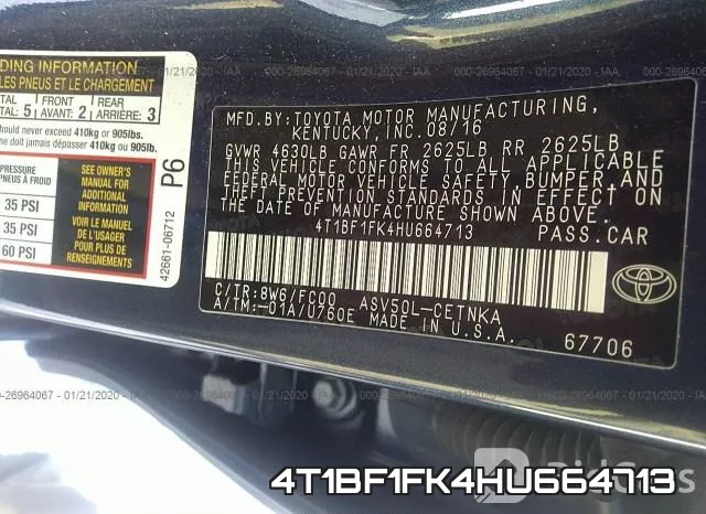 4T1BF1FK4HU664713 фото 9