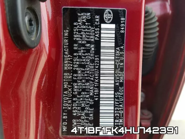 4T1BF1FK4HU742391 фото 2