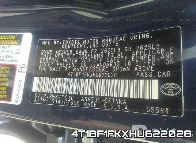 4T1BF1FKXHU622028 фото 10