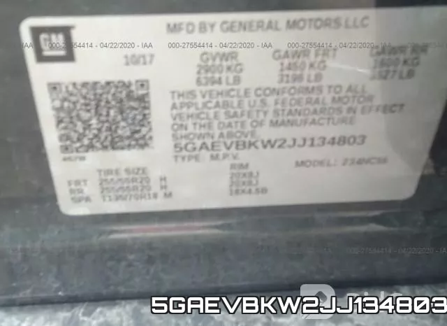 5GAEVBKW2JJ134803 фото 10