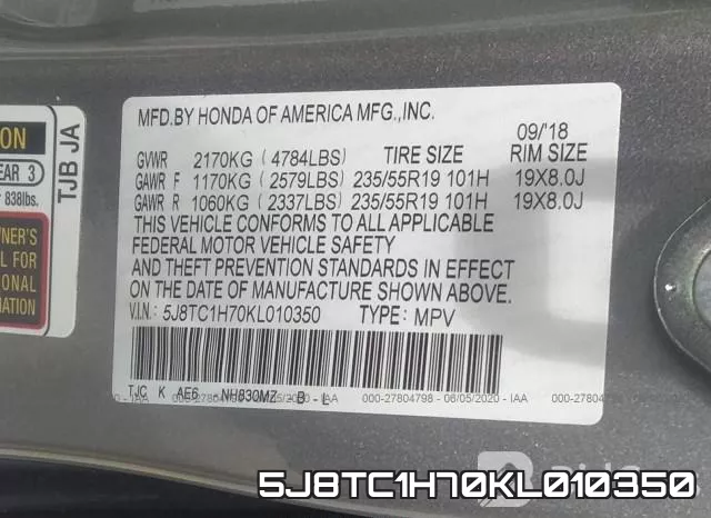 5J8TC1H70KL010350 фото 10