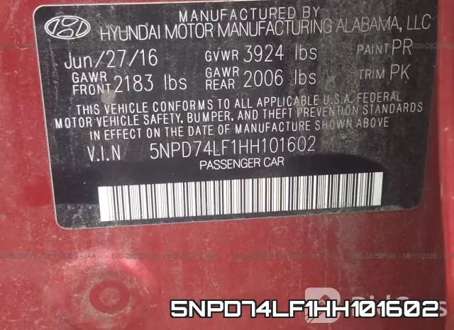 5NPD74LF1HH101602 фото 10