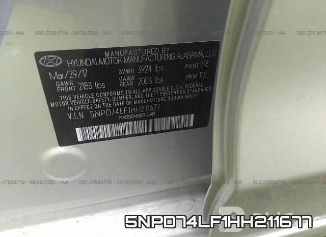 5NPD74LF1HH211677 фото 10