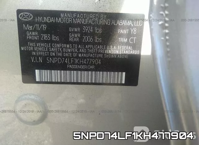5NPD74LF1KH477904 фото 10