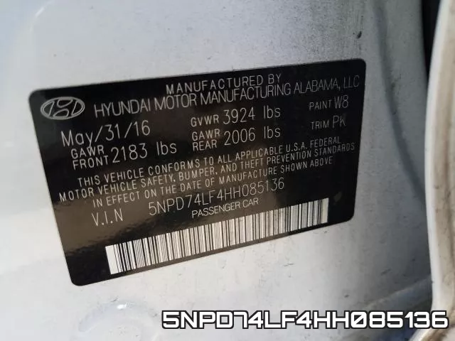 5NPD74LF4HH085136 фото 2