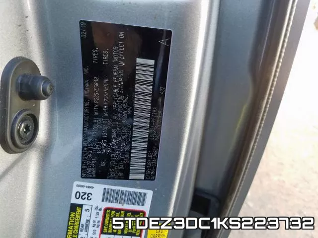 5TDEZ3DC1KS223732 фото 2