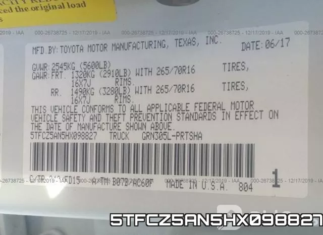 5TFCZ5AN5HX098827 фото 10