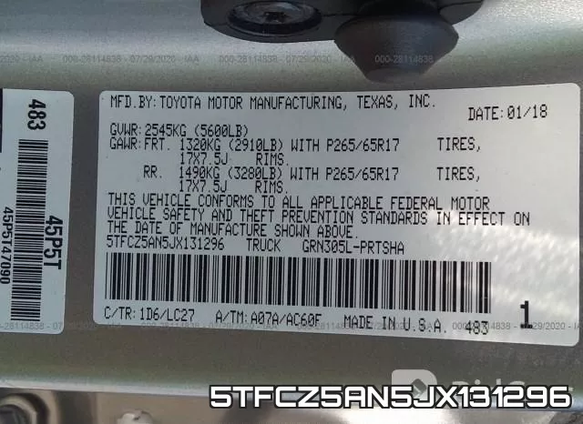 5TFCZ5AN5JX131296 фото 10