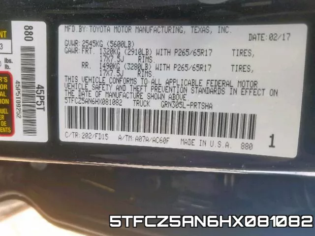 5TFCZ5AN6HX081082 фото 2