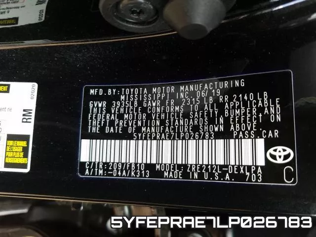 5YFEPRAE7LP026783 фото 2