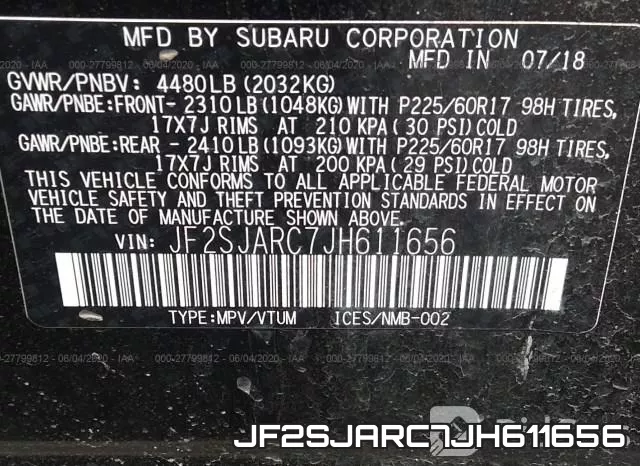 JF2SJARC7JH611656 фото 10