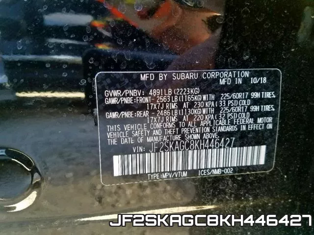 JF2SKAGC8KH446427 фото 2