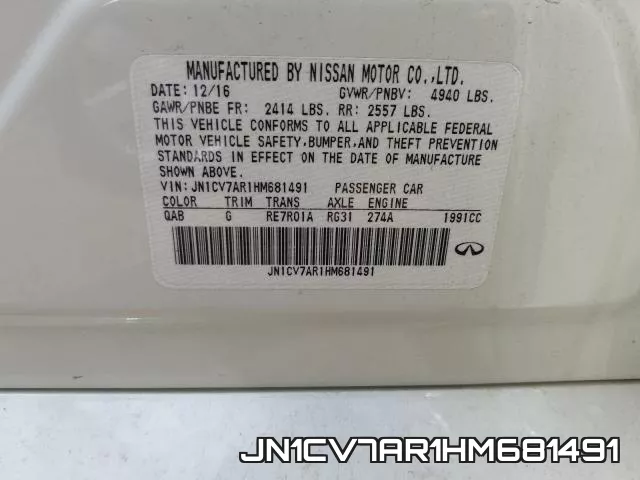JN1CV7AR1HM681491 фото 2