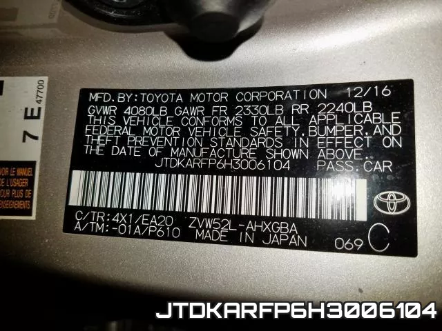 JTDKARFP6H3006104 фото 2