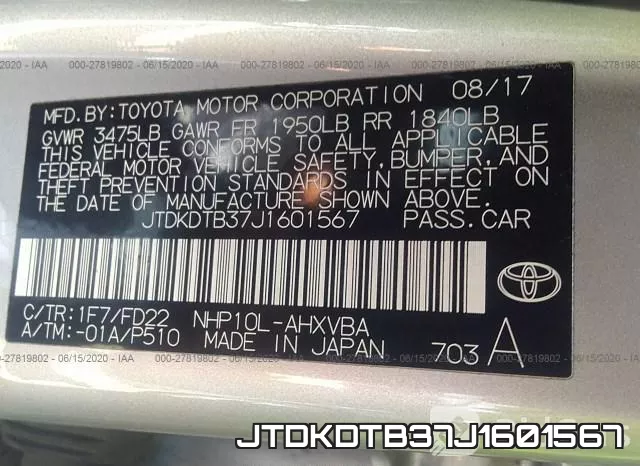 JTDKDTB37J1601567 фото 10