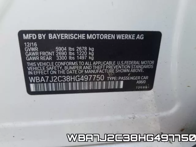 WBA7J2C38HG497750 фото 2