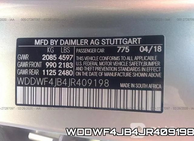 WDDWF4JB4JR409198 фото 8