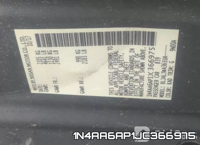1N4AA6AP1JC366975 фото 10