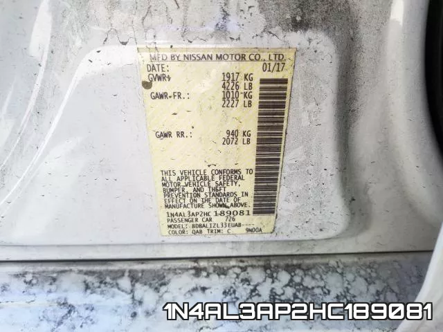 1N4AL3AP2HC189081 фото 2