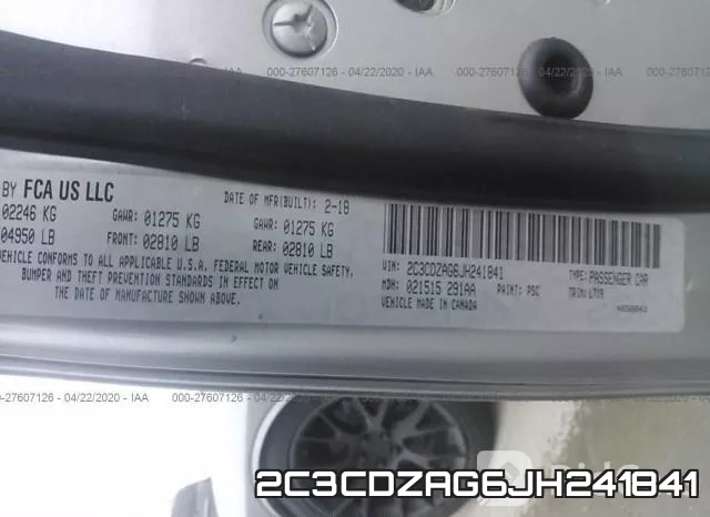 2C3CDZAG6JH241841 фото 10