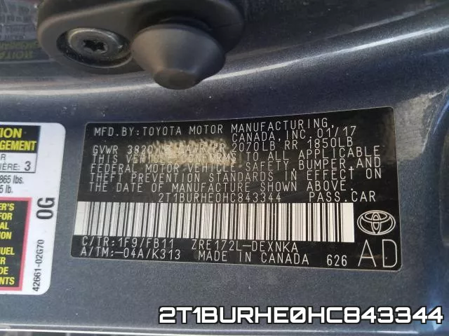 2T1BURHE0HC843344 фото 2