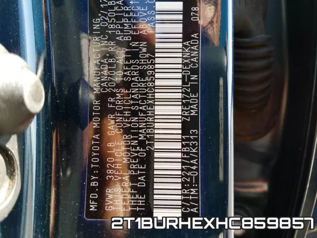 2T1BURHEXHC859857 фото 2