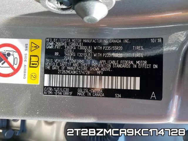 2T2BZMCA9KC174728 фото 2