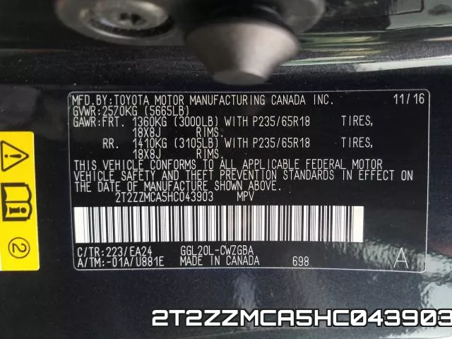 2T2ZZMCA5HC043903 фото 2