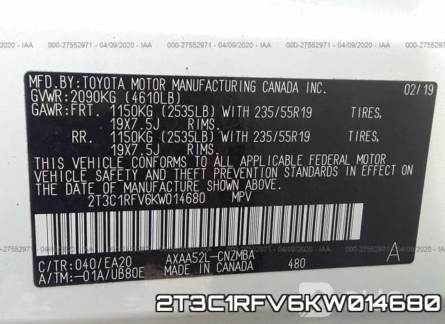 2T3C1RFV6KW014680 фото 10